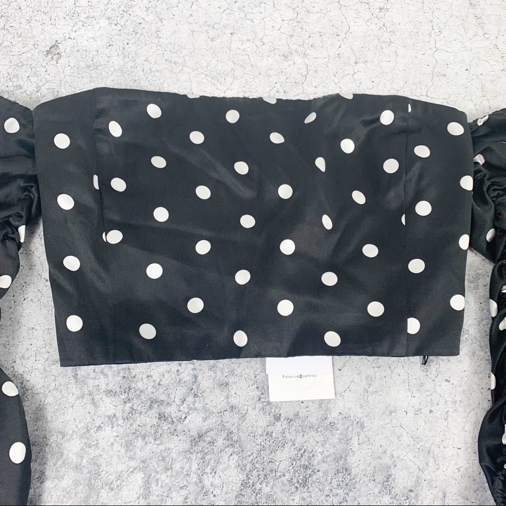 NWT Cami nyc Misha cropped shoulder polka dot silk top XXS - Picture 3 of 9
